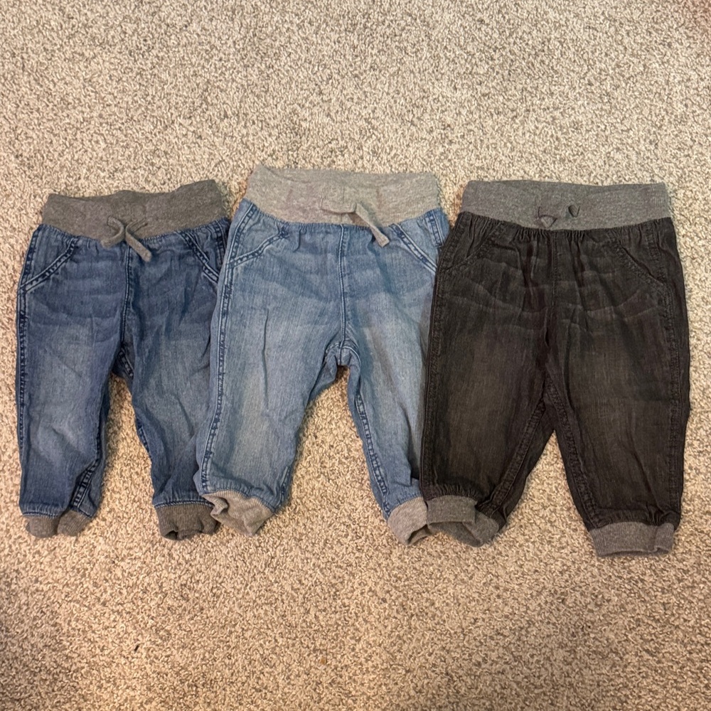 H&M 12 Month Baby Denim Jogger Pants - 3-Pack